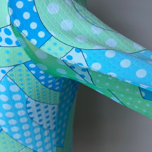 Ibkul Seafoam Green Dots Swirl Mock Neck Golf Sun Shirt Size Small - Picture 16 of 16